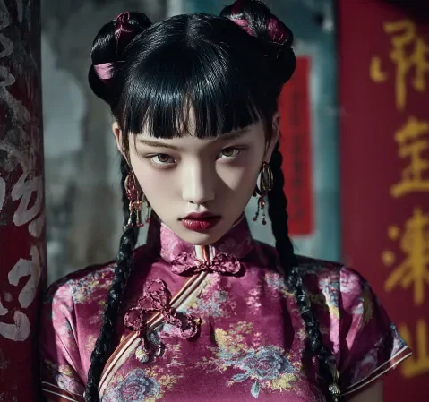 夜晚灯光下的樱花图片，花枝与暗部形成明暗对比